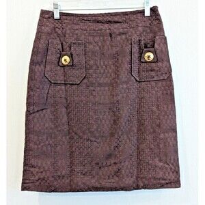 Milly of New York Skirt Women Size 6 Brown Pencil Vintage Academia Office Career